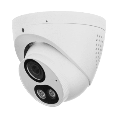 4K Tri-Guard NDAA-Compliant Weatherproof Turret IP Security Camera 2.8mm Fixed Lens with Deep Learning AI, Active Deterrence, and 24/7 Color Illumination (U1-4KT-TG)