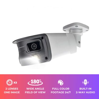 8MP 4K UltraHD Wide Angle Dual Lens Weatherproof 24/7 Color Bullet IP Security Camera with 2 x 4.0mm Fixed Lenses and 2-Way Audio (U1-8MP-CWL)