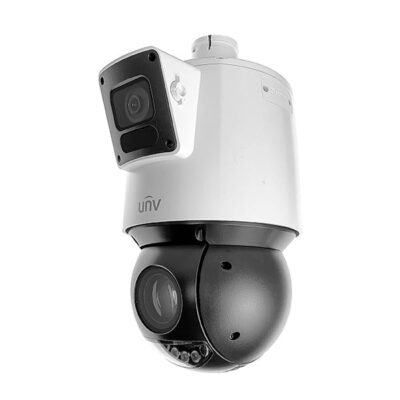 UNV 4MP Dual Lens Weatherproof PTZ IP Security Camera with a 25X Motorized Zoom Lens on Bottom and a Fixed 4mm Camera on Top (IPC94144SR-X25-F40C)