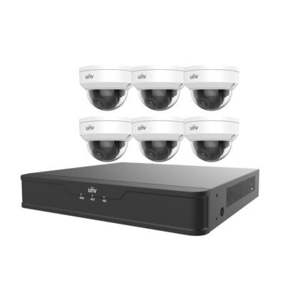 UNV 6 x 4MP Vandal Dome IP Camera + 8-Channel 4K NVR + 2TB HDD Complete Video Surveillance Kit (EK-S31P8D46T2)