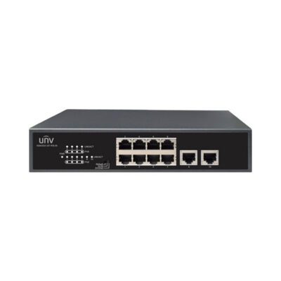 UNV 8 Port PoE+ Switch Unmanaged with Surveillance Mode for Laying Cable Runs up to 820 Feet (NSW2010-10T-POE-IN)